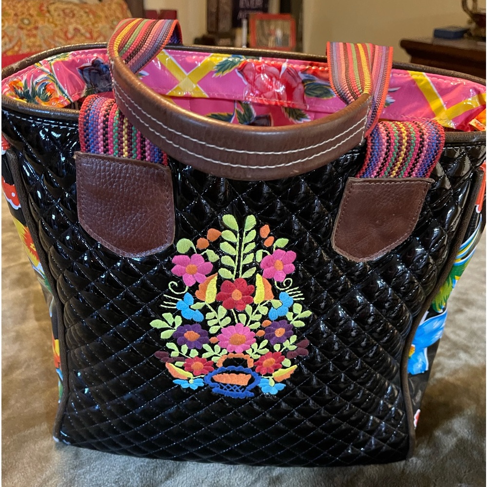 COPY - Consuela Classic Tote: Used; Black with multi color embroidery.